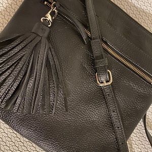 Halogen black leather crossbody.